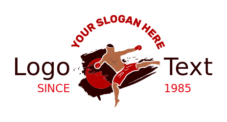 sports logo man kickboxing in red circle