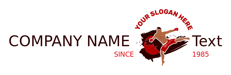 sports logo man kickboxing in red circle