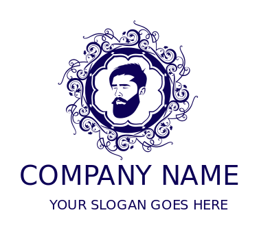 men salon logo online beard man in mirror