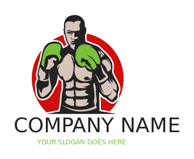 sports logo man with boxing gloves in circle