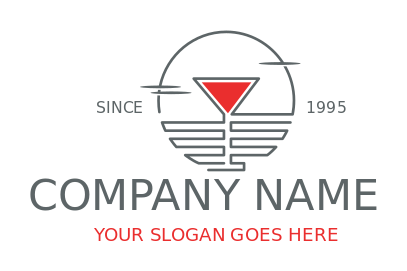 bar logo cocktail glass in line art