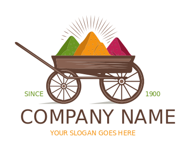 restaurant logo cart with wheels and masala