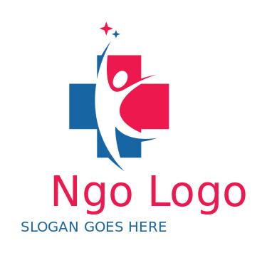 medical logo cross with happy swoosh person