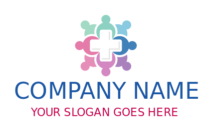 Make an employment logo of medical plus sign with group of people