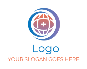 medical sign on globe with swoosh  