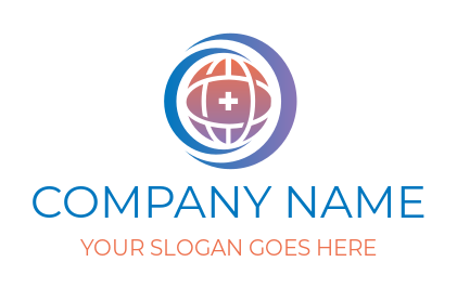 make a medical logo medical sign on globe with swoosh  