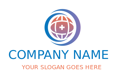 make a medical logo medical sign on globe with swoosh  