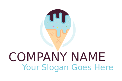ice cream parlor logo melted on cone with syrup