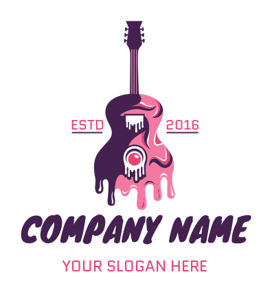 music school logo melting guitar with button