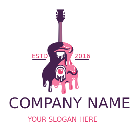 music school logo melting guitar with button