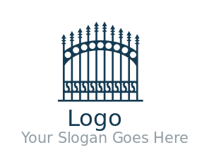 home improvement logo gate with iron spikes