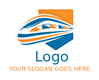 transportation logo metro train in shield