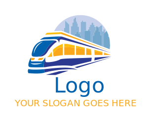 transportation logo metro train with cityscape