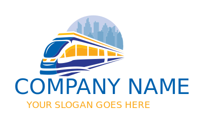 transportation logo metro train with cityscape