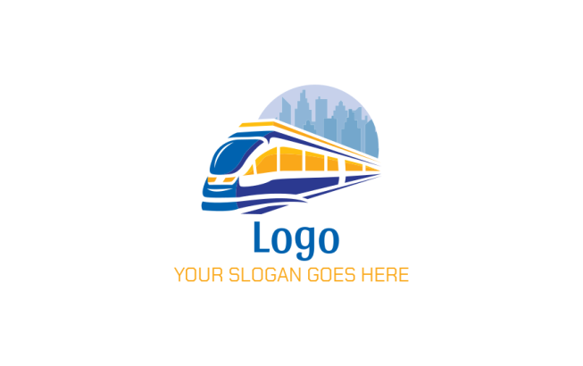 metro train with cityscape logo idea