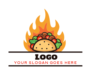 Mexican restaurant brand image of taco on fire