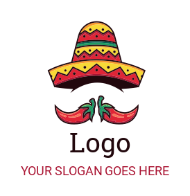 Mexican restaurant logo sombrero hat with chili