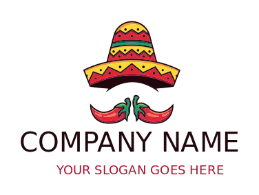 Mexican restaurant logo sombrero hat with chili