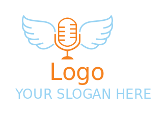 entertainment logo icon mic with wings