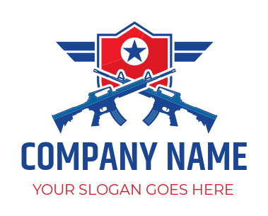 security logo military shield with crossed guns