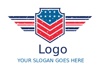 military wings and badge with american flag