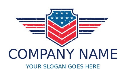 military wings and badge with american flag