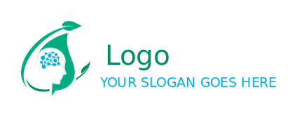 neurologist logo silhouette face in leaf   