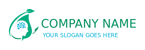 neurologist logo silhouette face in leaf   