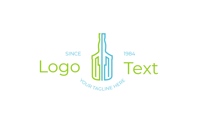 minimal alcohol bottle merged with building logo template 
