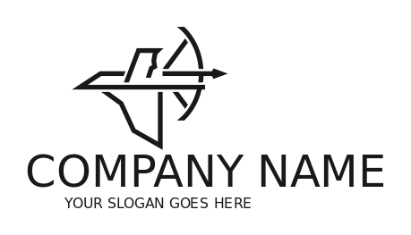 sports logo minimal archer with bow and arrow