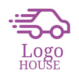 auto logo maker line art car with speed lines