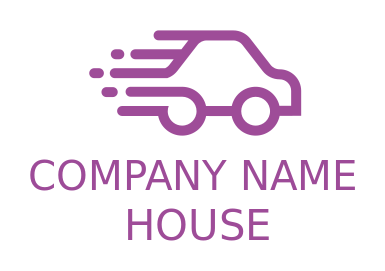 auto logo maker line art car with speed lines