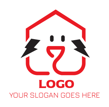 electrician logo switch with bolts forming house