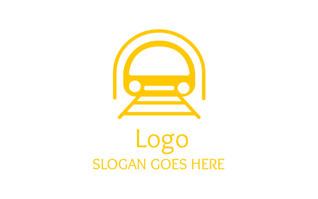 minimal metro train in tunnel logo icon
