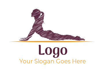 fitness logo minimal scribble of pilates woman