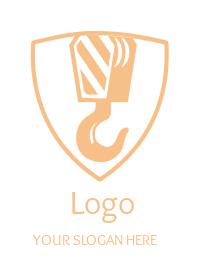 construction logo crane hook in shield