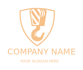 construction logo crane hook in shield