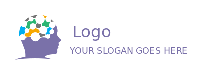 medical logo molecules mind in side view head