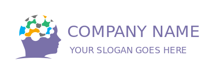 medical logo molecules mind in side view head