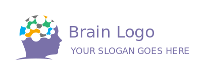 medical logo molecules mind in side view head