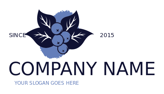 farm logo blueberries with leaves