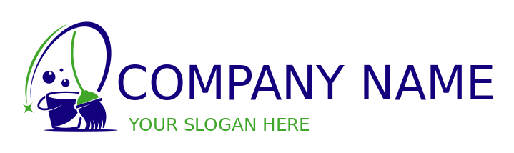 cleaning logo mop and bucket with bubbles