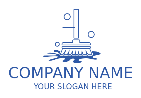 cleaning logo splashing water and bubbles in mop
