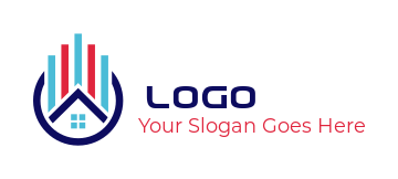 finance logo mortgage bar chart on house