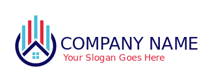 finance logo mortgage bar chart on house