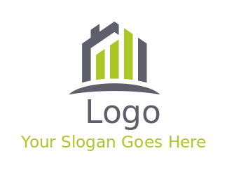 investment logo mortgage house with bar chart