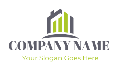 investment logo mortgage house with bar chart