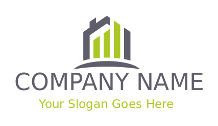 investment logo mortgage house with bar chart