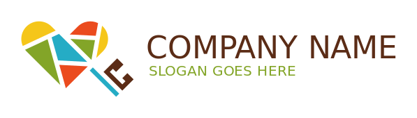 community logo mosaic heart icon with key