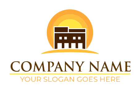 property logo online motel building in sun